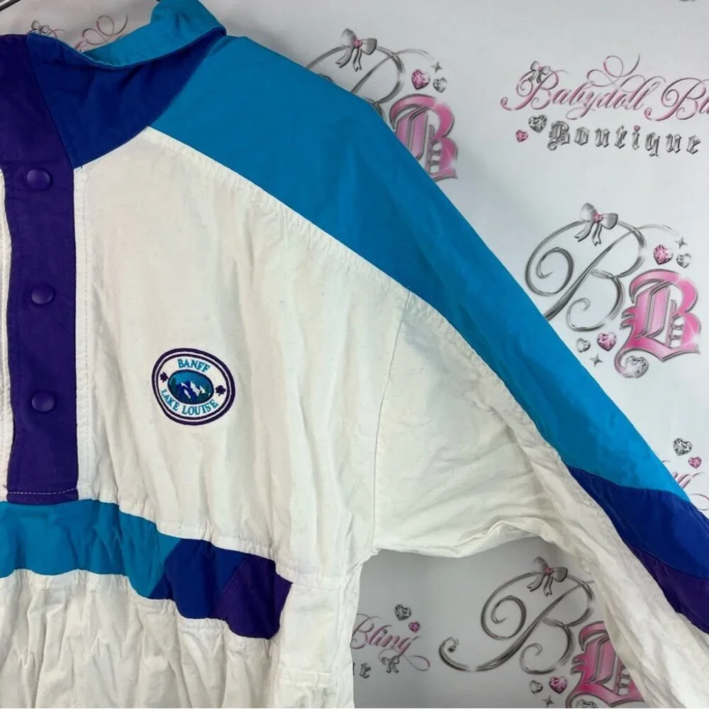 Jacket Banff lake Louis vintage retro long sleeve  Colorblock Windbreaker Jacket